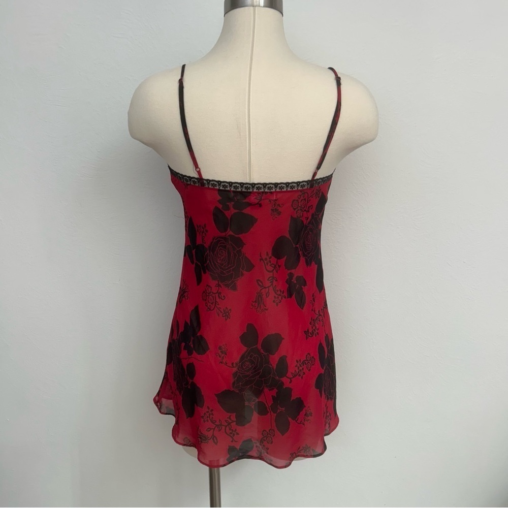 Vintage Victoria’s Secret Tie Front Red and Black Floral Camisole Small - Picture 7 of 7